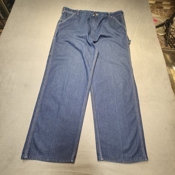 Vintage Sears Roebucks Jeans Mens 40x28 Blue Carpenter Hammer Loop Workwear USA - Picture 1 of 9